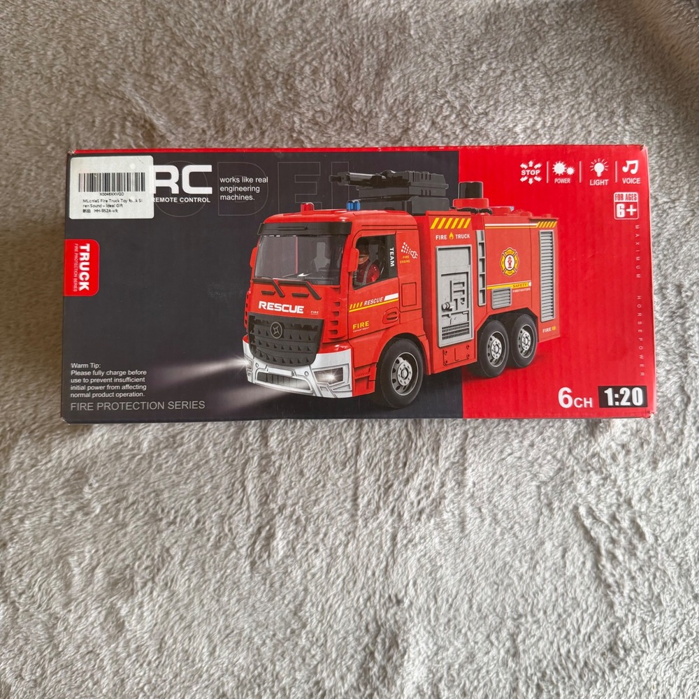 Fire Protection Series RC Fire Truck Kids 1:20 Red 6CH Light Sound Toy